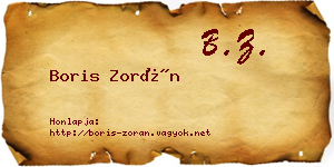 Boris Zorán névjegykártya